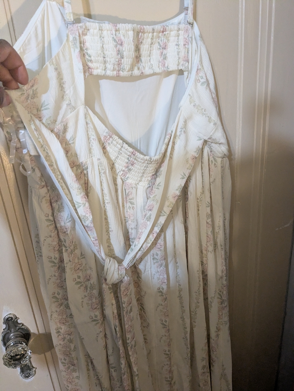 Celebrity Pink Ivory Floral Maxi Dress with Pink & Green Accents - Picture 3 of 5